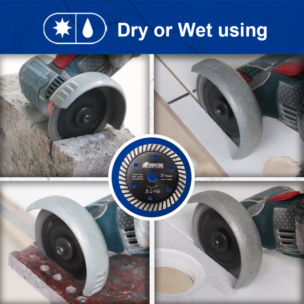SHDIATOOL Turbo Diamond Saw Blades 5pcs 3inchs Concrete Granite Stone
