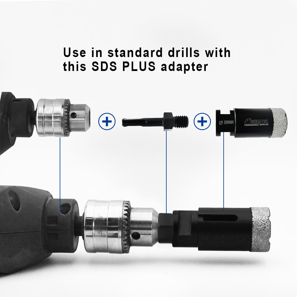 Core Drill Bit Adapter 5/8"-11 or M14 Thread Male to SDS Plus Shank - SHDIATOOL