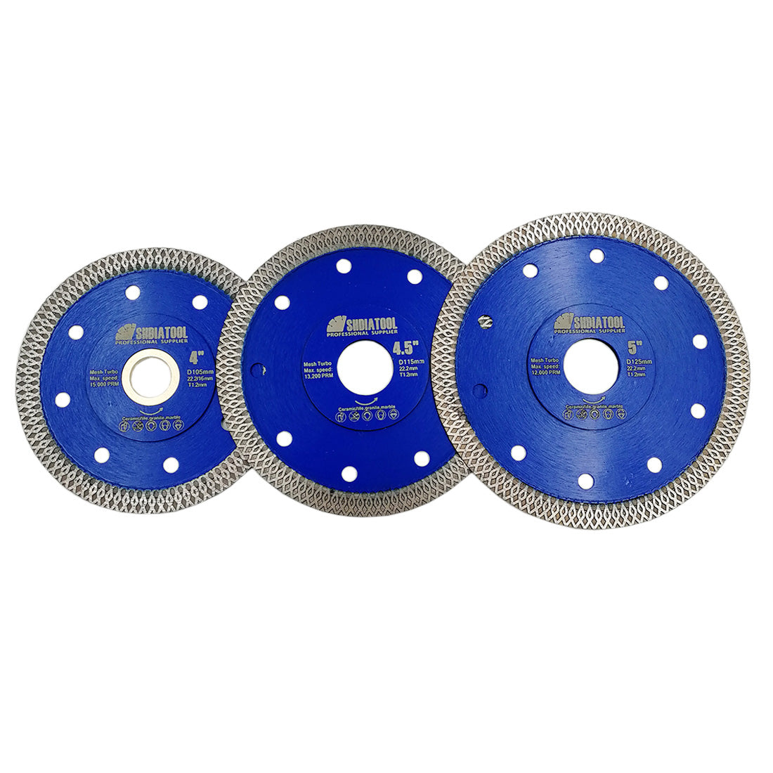 SHDIATOOL 4"/4.5"/5" X Mesh Turbo Diamond Saw Blade Cutting Ceramic Porcelain Marble US Warehouse