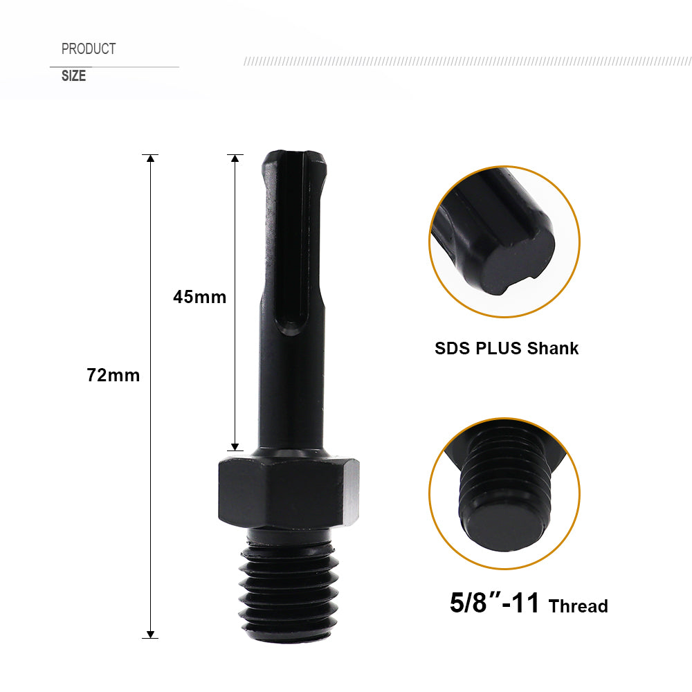 SHDIATOOL Core Drill Bit Adapter 5/8"-11 to SDS Plus Shank USA Warehouse - SHDIATOOL