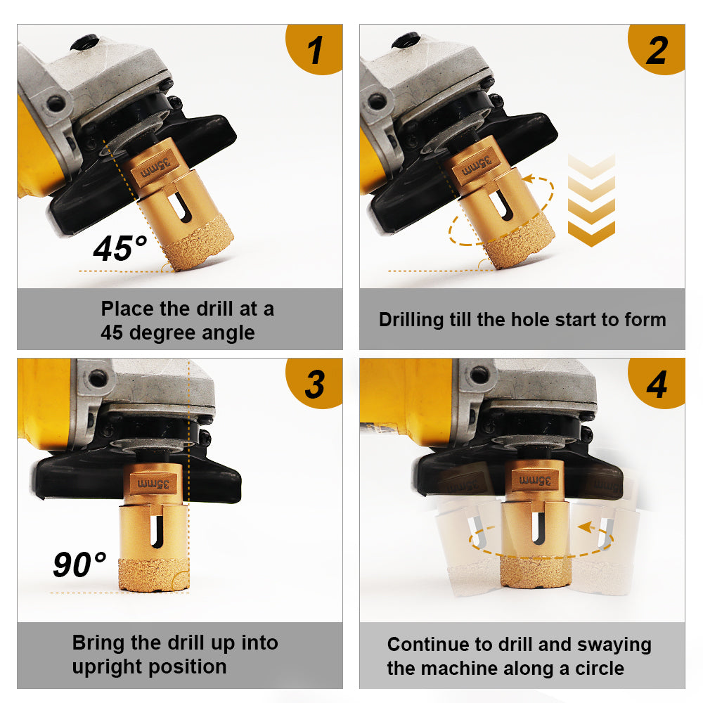 5pcs/set SHDIATOOL Diamond Drill Core Bits Kit for Tile Porcelain Granite Marble