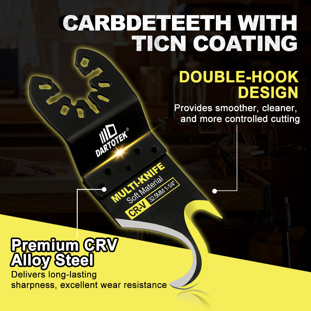 DARTOTEK 5pcs Oscillating Knife Blade All-Purpose Multitool Saw Blade for Cutting Carpet Cardboard Roofing Shingles