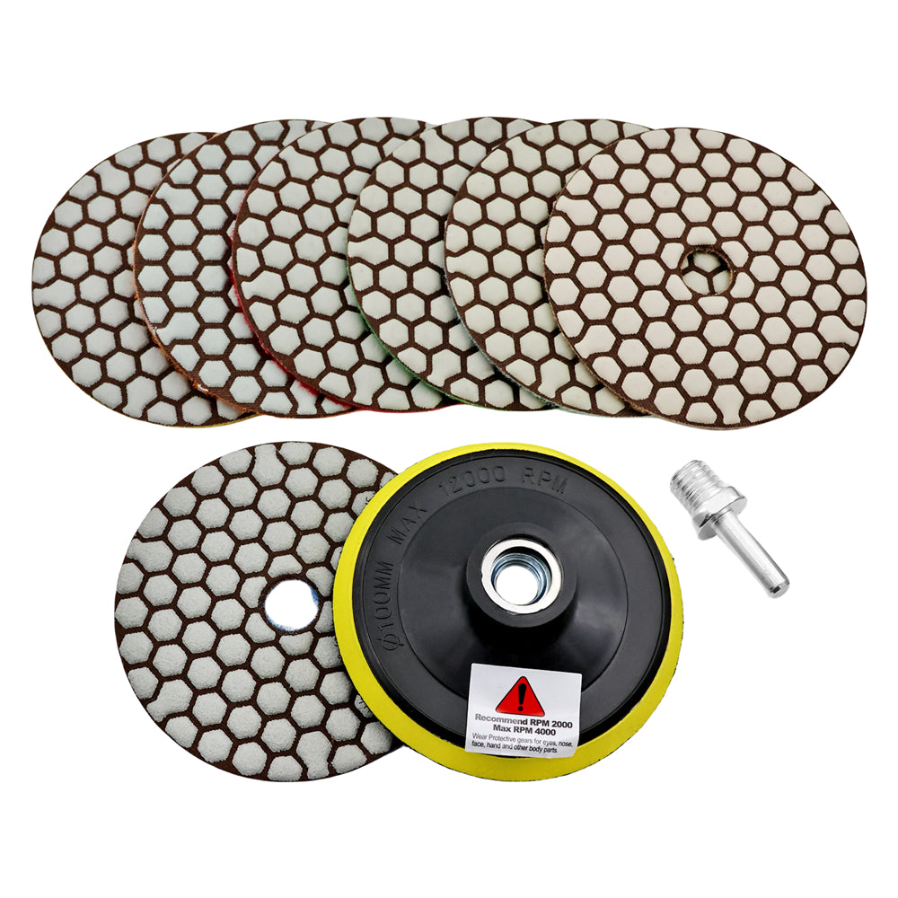 4inch Dry Diamond Polishing Pad for Granite 9pcs/set Mixed Grits
