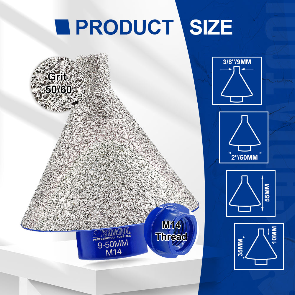 SHDIATOOL 9-50MM Diamond Drilling Finger Chamfer Milling Bits Shaping Enlarge Bevel Marble Ceramic M14 or 5/8-11