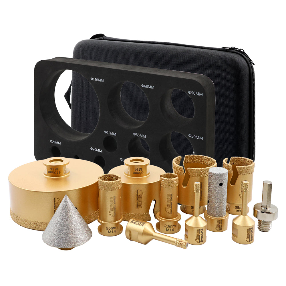 DE Warehouse SHDIATOOL Diamond 12pcs/kit Core Drill Bits M14 for Ceramic Tile Porcelain