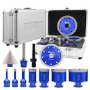 Shdiatool 11pcs 6-65MM Diamond 5/8-11 Drill Bit Kit 4.5 inch X Mesh Cutting Saw Blade for Ceramic Tile Porcelain Tile Marble