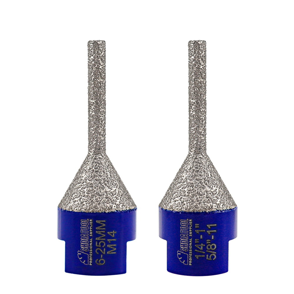 SHDIATOOL Vacuum Brazed Diamond Finger Milling Bits for Porcelain Ceramic Tile Marble Granite Dia 1/4''-1''(6-25mm) 5/8-11 or M14 Thread - SHDIATOOL