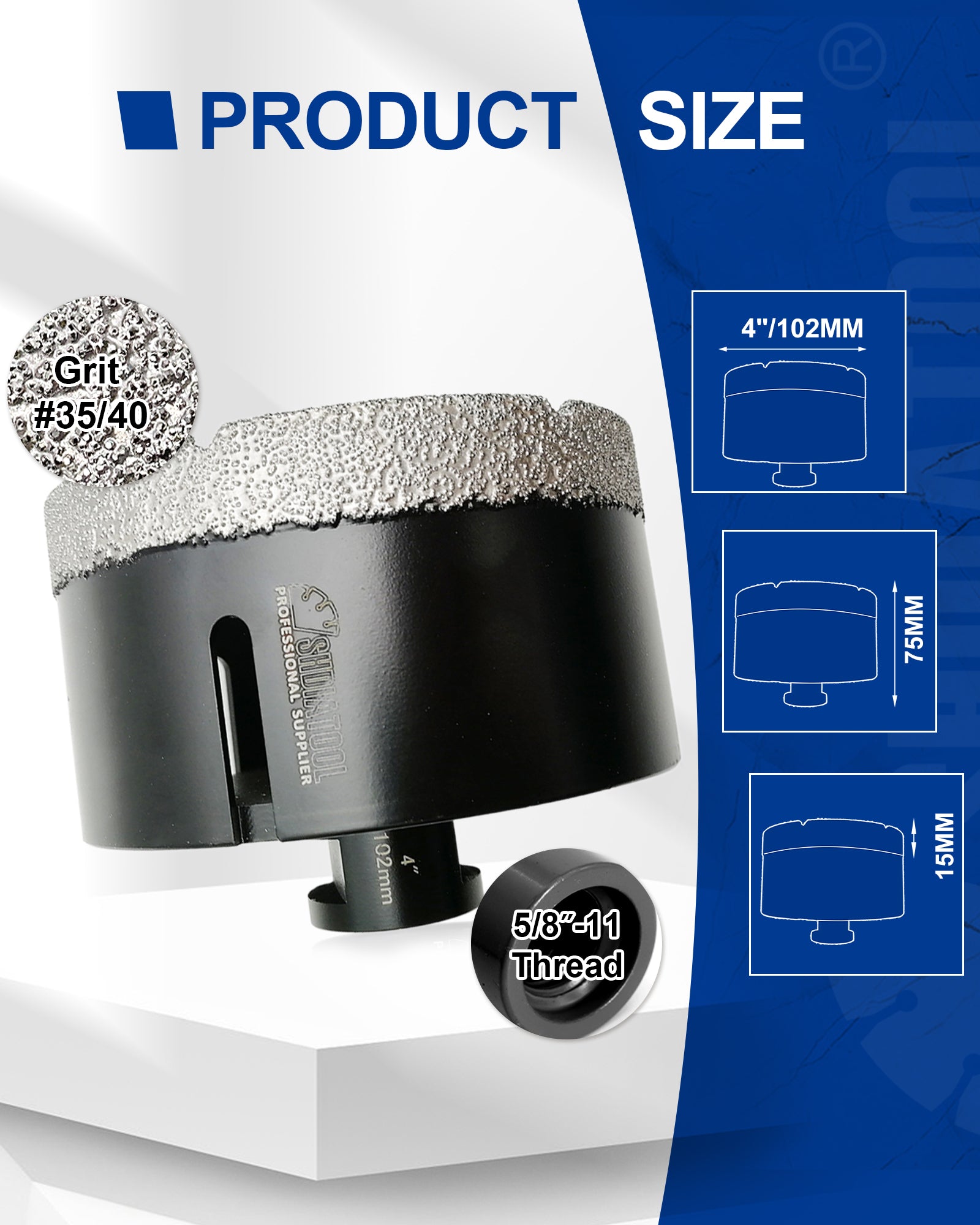 Diamond Core Drill Bits Porcelain Ceramic Tile Marble Brick1/4 Inch to 6 Inch 5/8-11