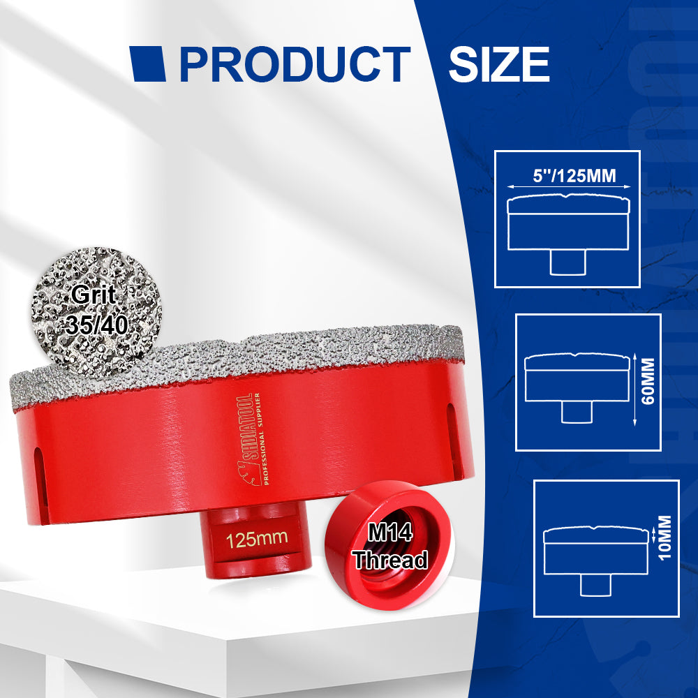 SHDIATOOL Diamond Core Drill Bit with M14 Thread for Porcelain Marble Hole Saw