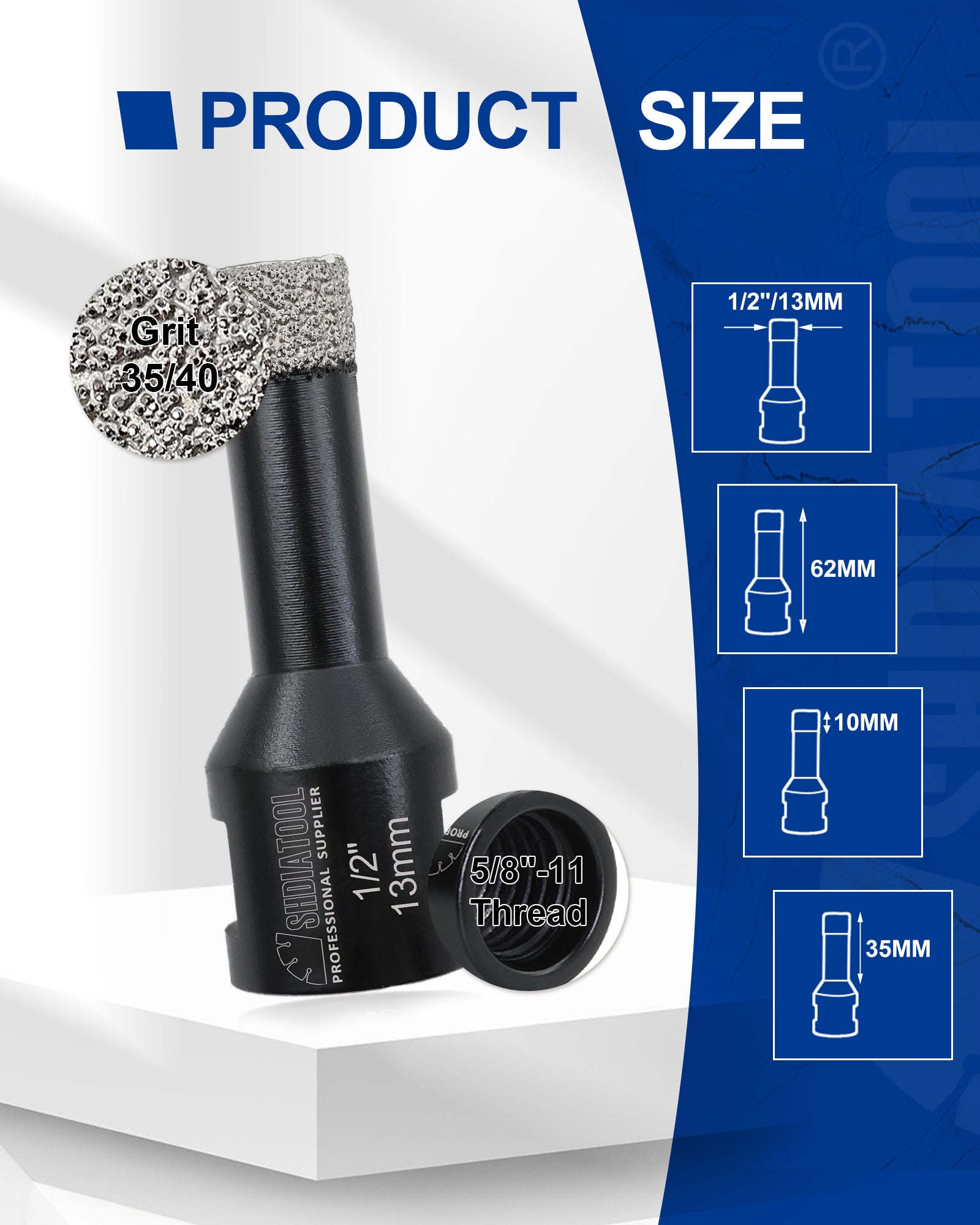Diamond Core Drill Bits Porcelain Ceramic Tile Marble Brick1/4 Inch to 6 Inch 5/8-11