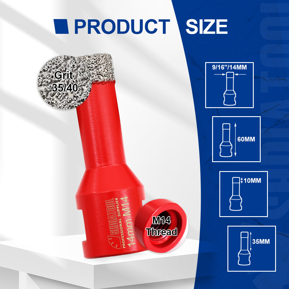 SHDIATOOL Diamond Core Drill Bit with M14 Thread for Porcelain Marble Hole Saw
