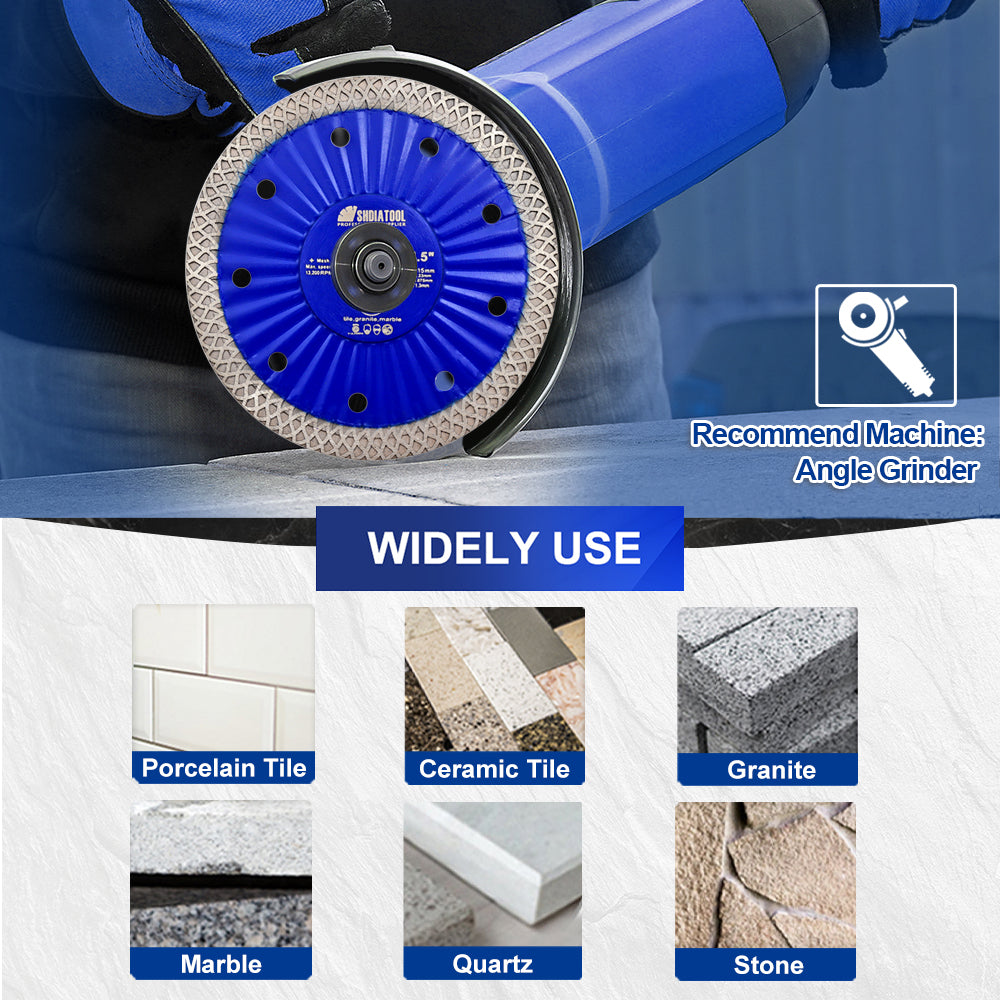 SHDIATOOL Diamond Hot Pressed Turbo Saw Blade for Cutting Tile Granite Marble Quartz Sandstone 4''/4.5''/7''