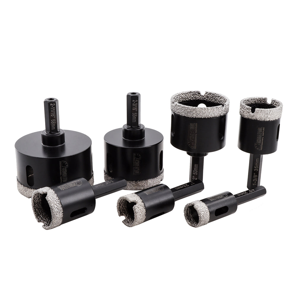 SHDIATOOL Vacuum Brazed Diamond Drill Core Bits Hexagon Shank Hole Saw for Porcelain Tiles Granite Marble Dia 20/25/32/35/50/55/68mm - SHDIATOOL