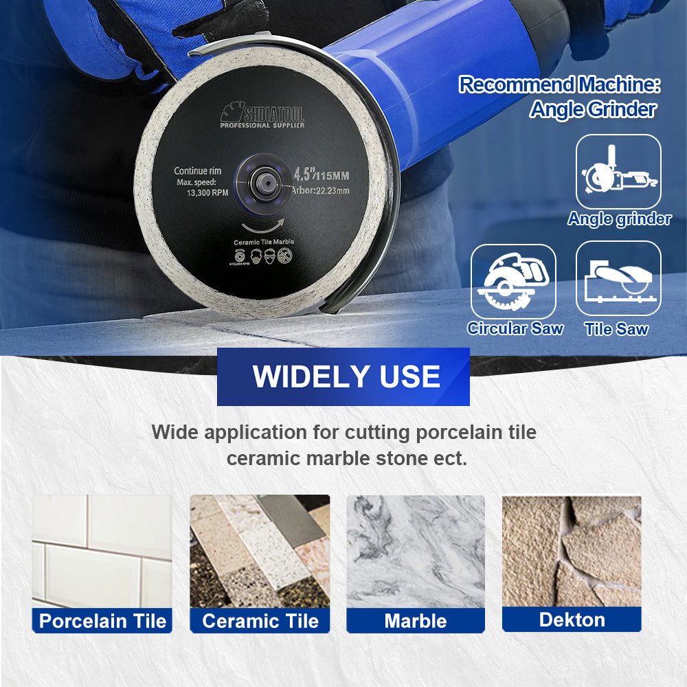 SHDIATOOL 2pcs/5pcs Continuous Rim Diamond Blade cutting Porcelain Tile Ceramic marble8"10"12"14"