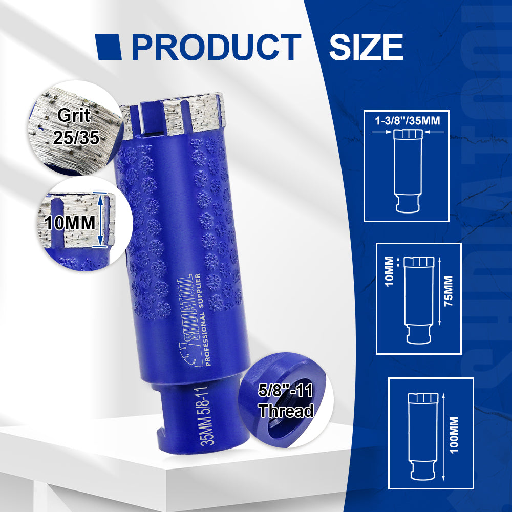 1pc/2pcs SHDIATOOL Diamond Drill Core Bit Laser Welded 35mm for Hard Stone Concrete Granite
