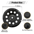 7" PCD Grinding Cup Wheel Remove Glue Mastic Paint Concrete Floor Surface Coating