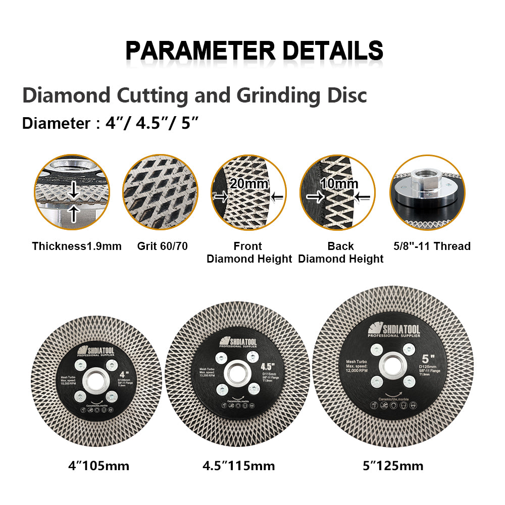 X Mesh Turbo Saw Blade Cutting Grinding Tile Ceramic Marble Stone with Flange