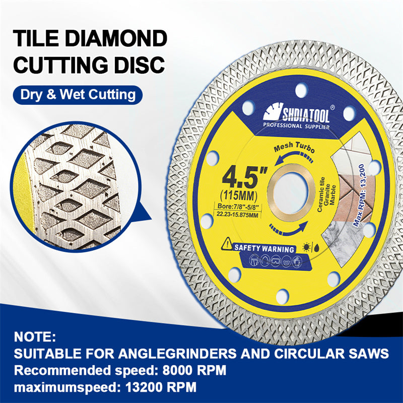 SHDIATOOL 115mm X Mesh Cutting Disc 1/2/3Pcs Diamond Saw Blade For Marble Ceramic Tile Granite 4.5Inch Circular Disc Plate