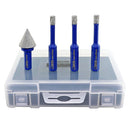 Diamond Drill Bits 4pcs/set Dia 6mm Core Bits Triangle Shank+20mm Chamfer Bit Granite Marble Ceramic Vacuum Brazed Hole Saw