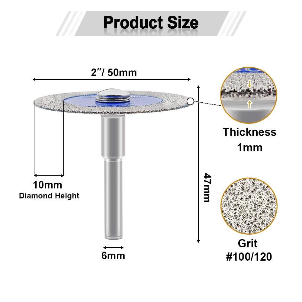SHDIATOOL 1PC Diamond Engraving Saw Blade 50mm Marble Granite Glass Cutting Disc Flexible with 6mm Shank Convenient US Warehouse