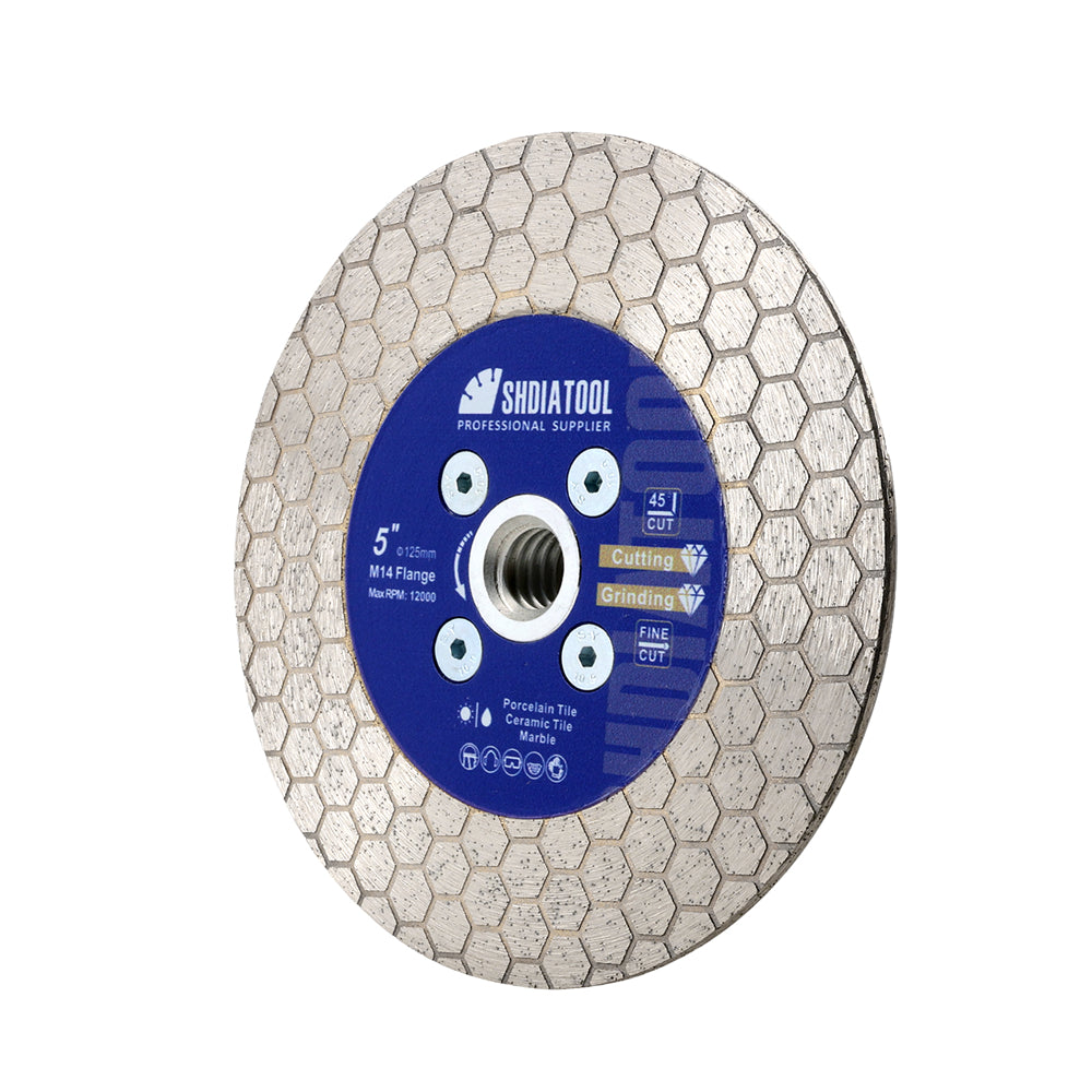 Diamond Cutting Grinding Disc 5"/125mm Marble Ceramic Saw Blade with M14 Flange - SHDIATOOL