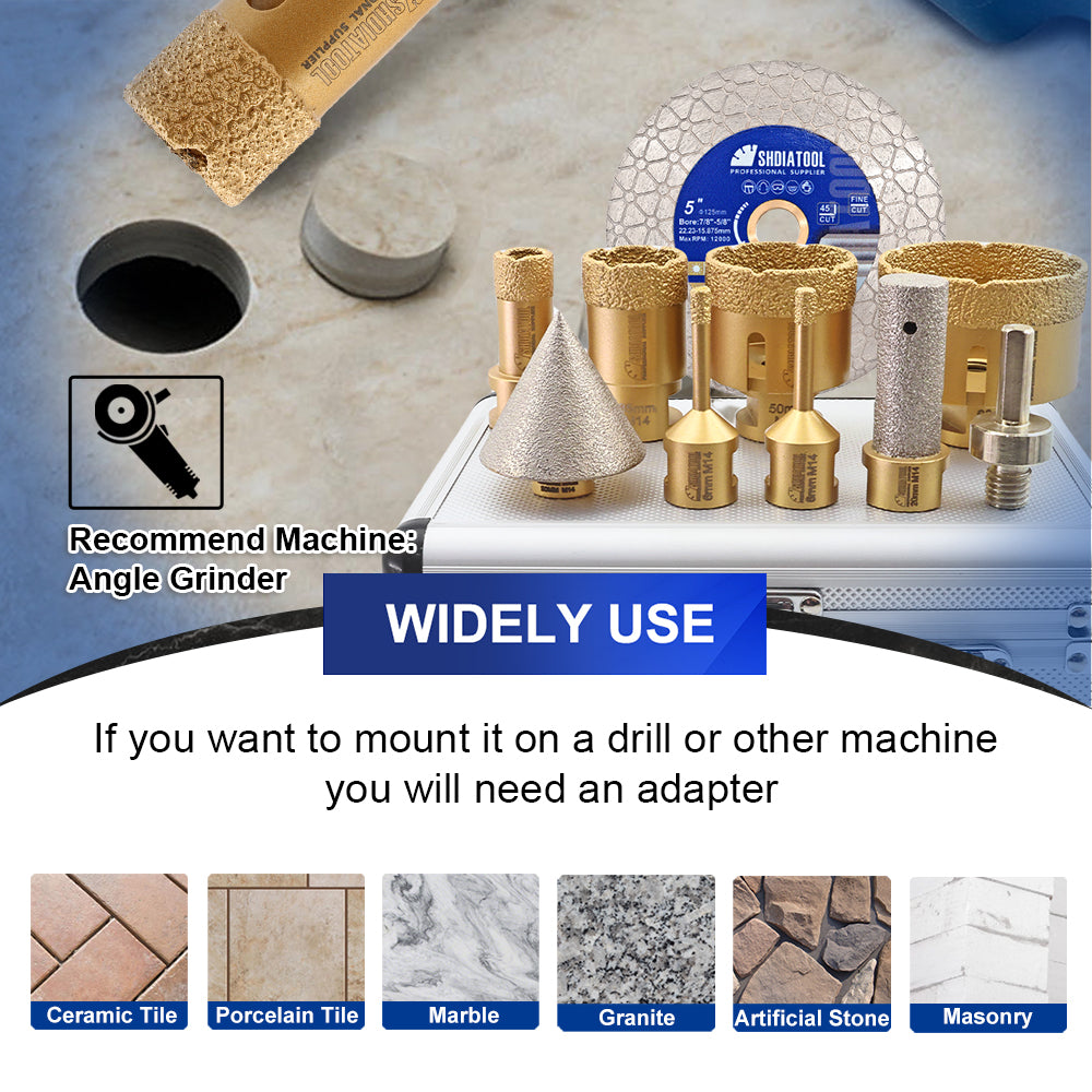 Shdiatool Diamond Core Drill Bits 10pcs/Kit Ceramic Tile Hole Saw Set
