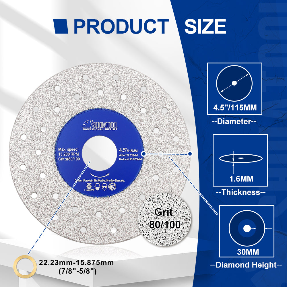 SHDIATOOL 1/2/3pcs Porous Widened Cutting Blade 75/115/125mm Ultra-Thin Disc Dekton Porcelain Tile Marble Glass Granite