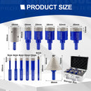 Shdiatool 10/12/13PCS Diamond Hole Saw Drill Bits Kit Hexagon Shank for Granite Tile Marble