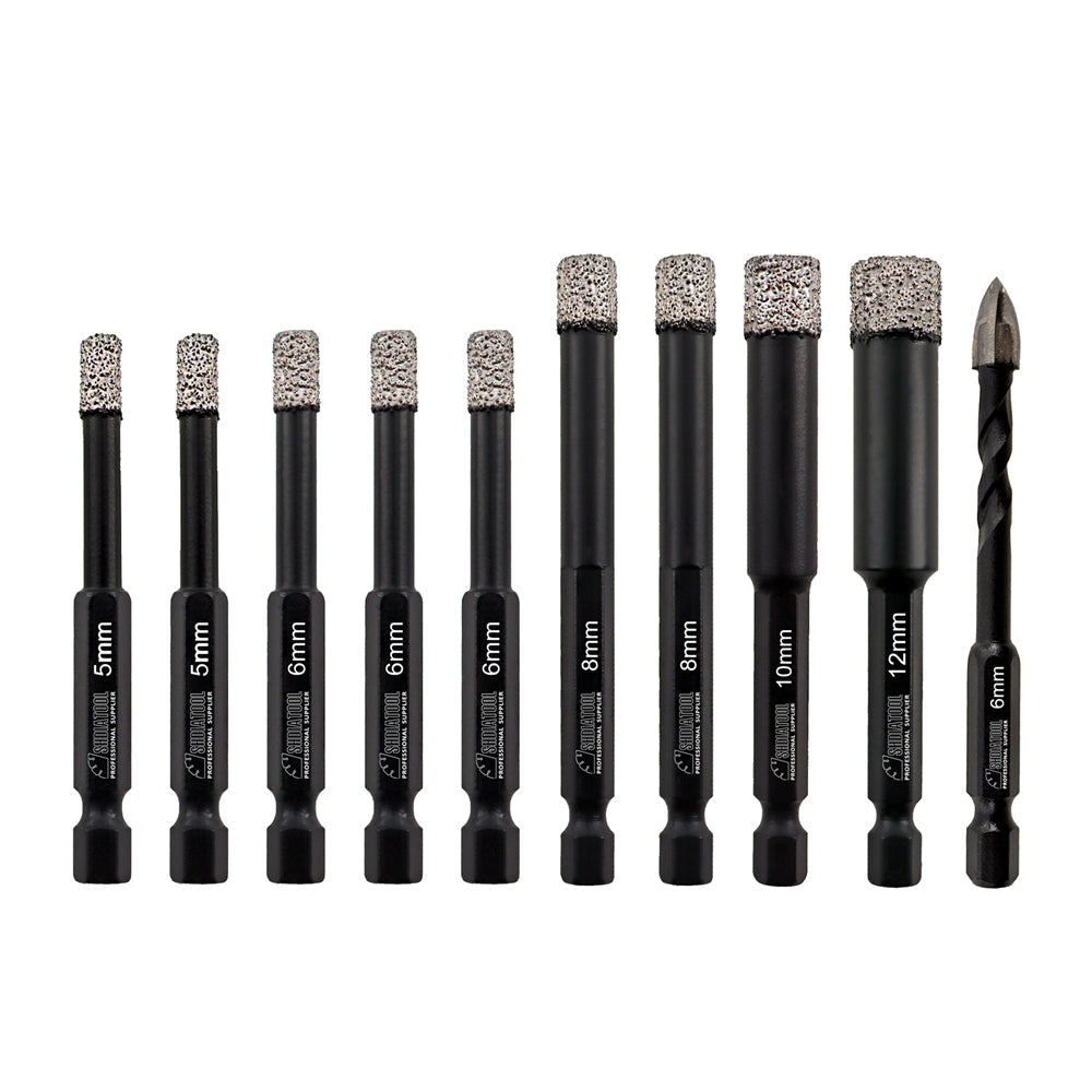Diamond Core Bit 10pcs Granite Marble Masonry Concrete Hole Saw Quick-fit Shank