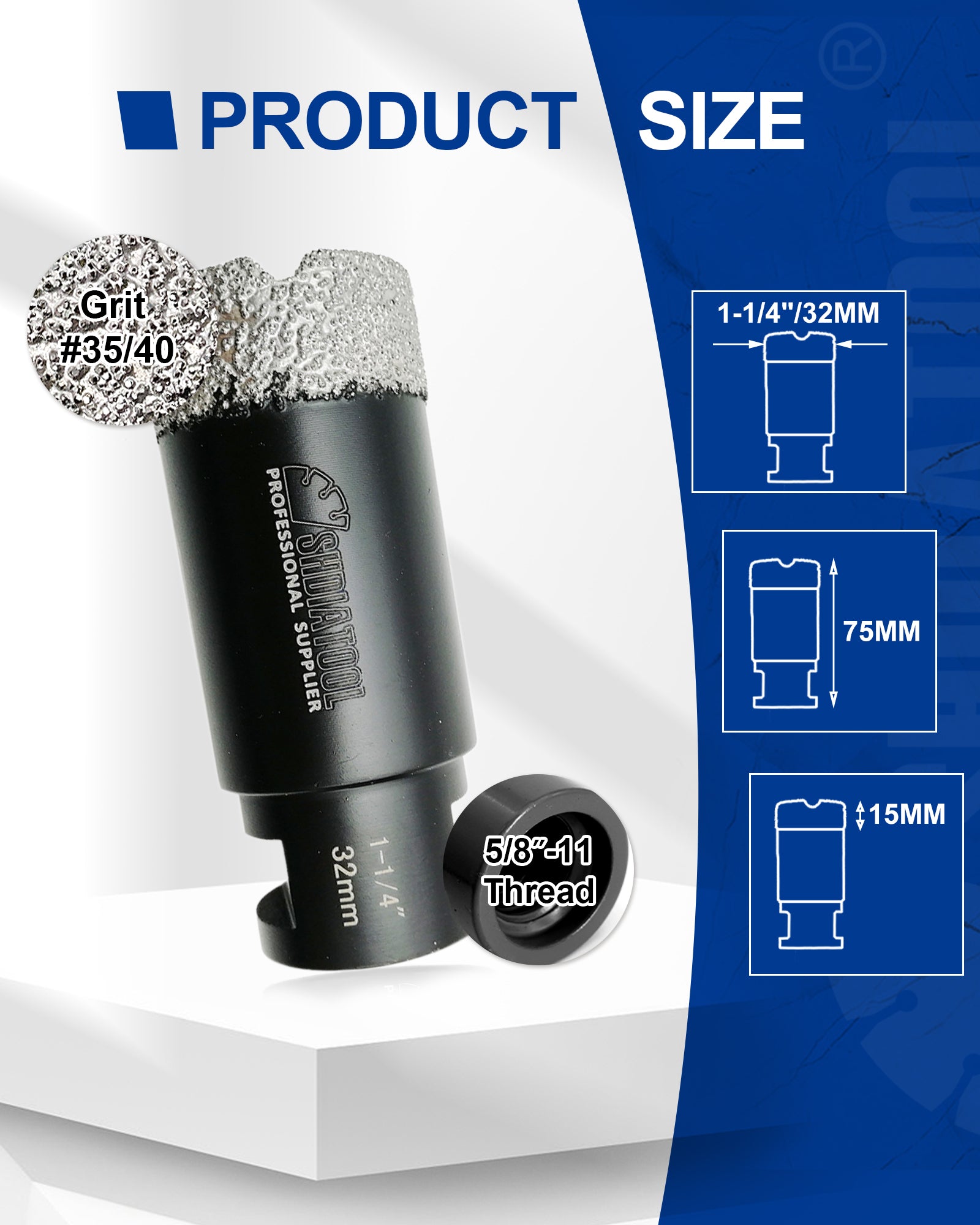 Diamond Core Drill Bits Porcelain Ceramic Tile Marble Brick1/4 Inch to 6 Inch 5/8-11