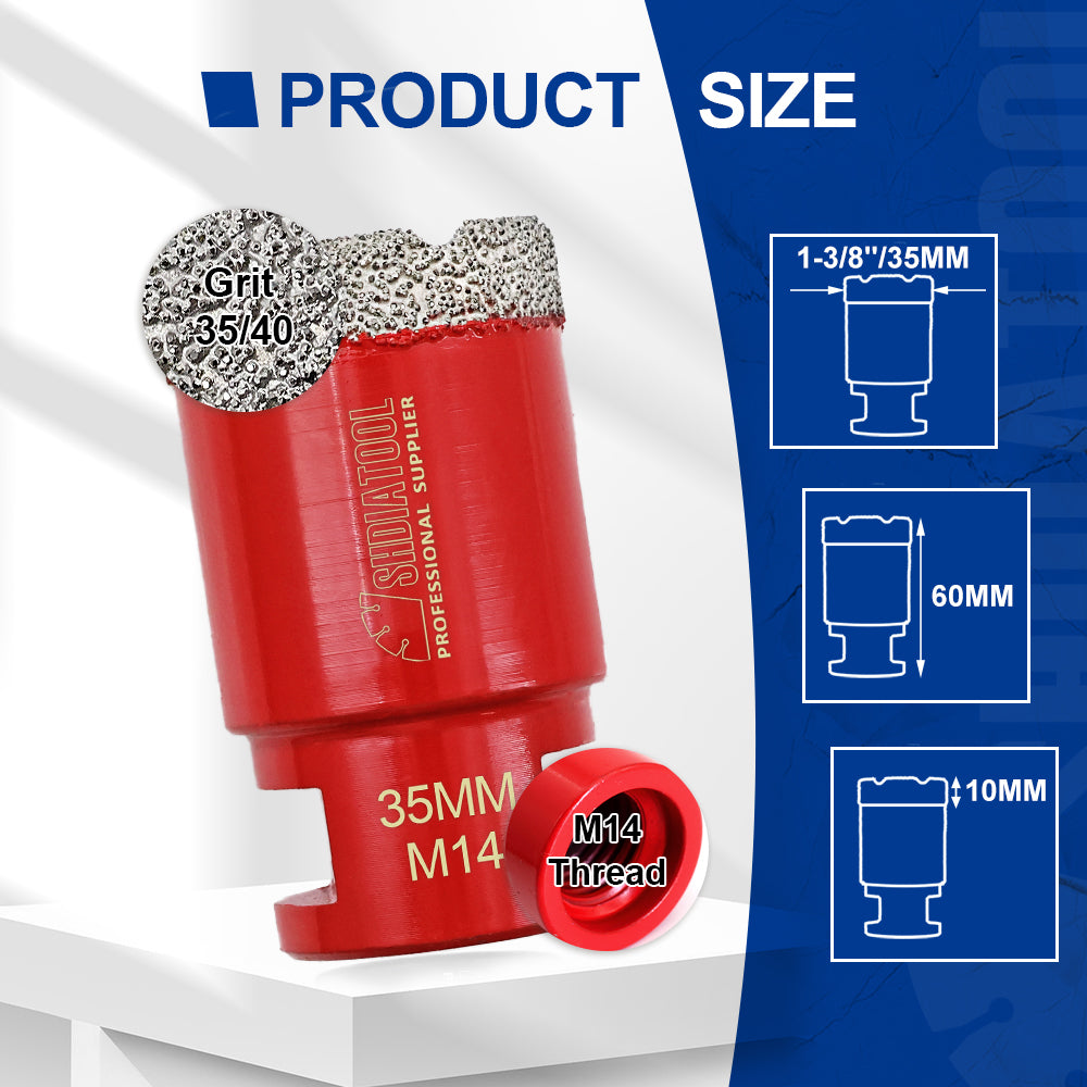 SHDIATOOL Diamond Core Drill Bit with M14 Thread for Porcelain Marble Hole Saw