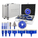 SHDIATOOL 12pcs Drilling Bit Kit Triangle Shank Carbide Bit 115mm X Mesh Cutting Disc Milling Bit Chamfer Hex for Granite Marble Porcelain