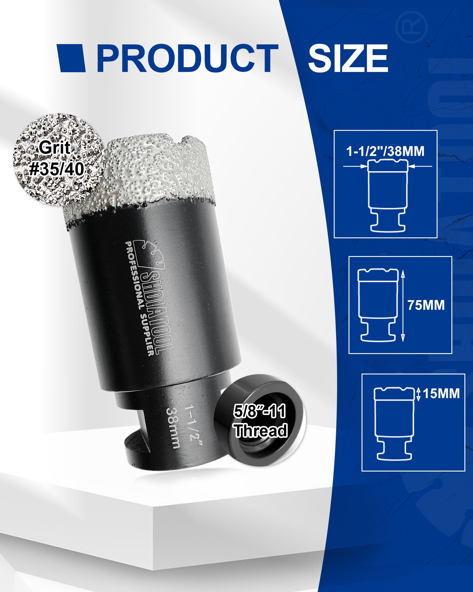 Diamond Core Drill Bits Porcelain Ceramic Tile Marble Brick1/4 Inch to 6 Inch 5/8-11