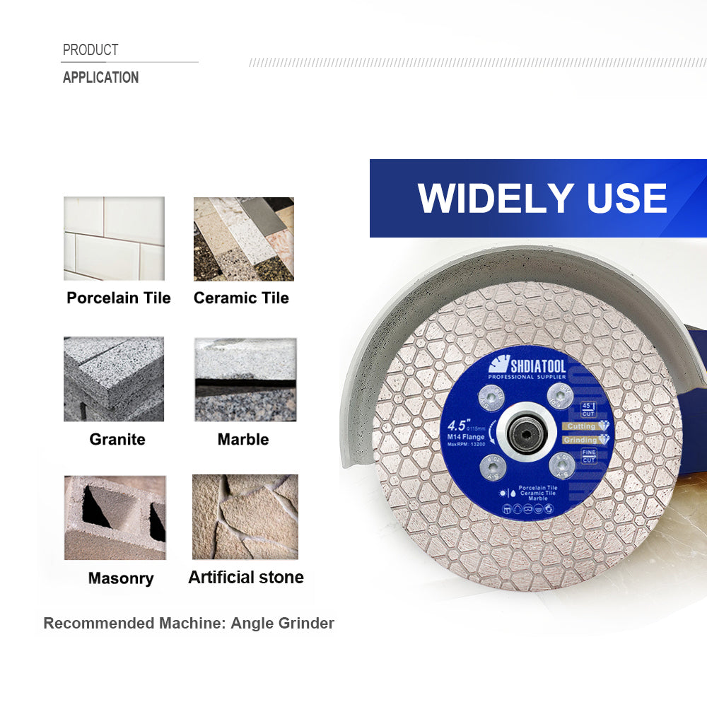 Diamond Cutting Grinding Disc Triangle 5pcs 4.5"/5" Tile Marble Stone M14 or 5/8-11 Flange