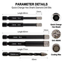 4pcs 5/6/8/10MM Dry Drilling Bits Porcelain Tile Hole Saw Quick-fit Shank SHDIATOOL