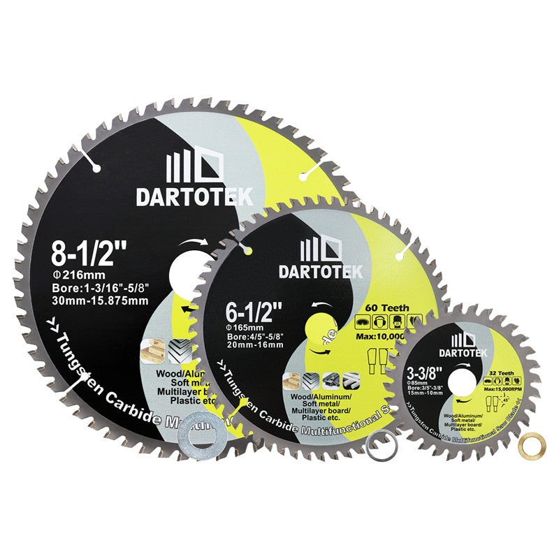 DARTOTEK 1/2/3Pcs Dia 85/165/216mm TCT Hard alloy Cutting Disc Circular Saw Blade For Cutting Wood Aluminium Copper Metal Disc Cutter