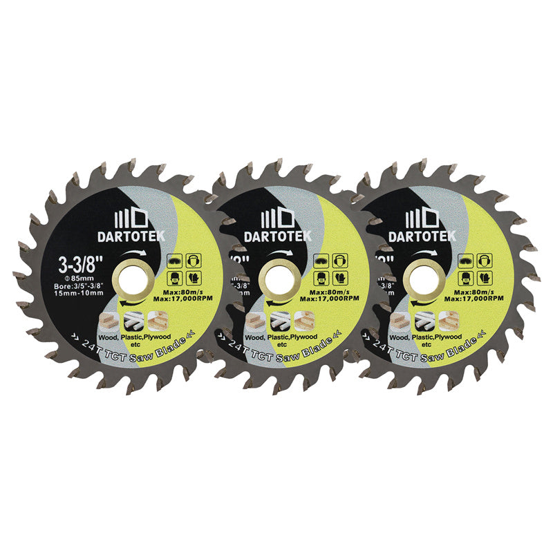 DARTOTEK 2/3/5pcs 3-3/8inch 85MM TCT Wood Diamond Saw Blade Tree Triming Disc