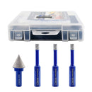 Diamond Drill Bits 4pcs/set Dia 6mm Core Bits Triangle Shank+20mm Chamfer Bit Granite Marble Ceramic Vacuum Brazed Hole Saw