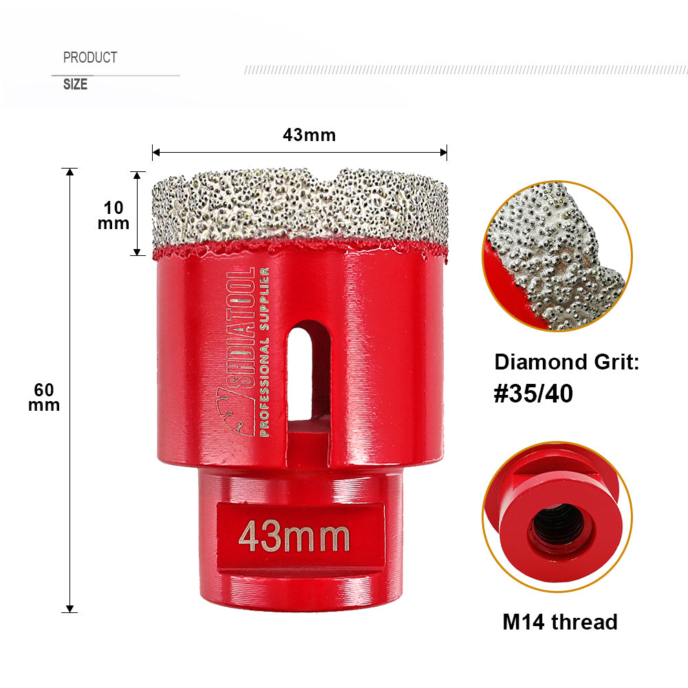SHDIATOOL Diamond Core Drill Bit with M14 Thread for Porcelain Marble Hole Saw