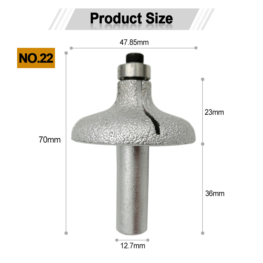 Diamond Router Bits with 1/2" Shank for Granite Marble 31 sizes 2pcs - SHDIATOOL
