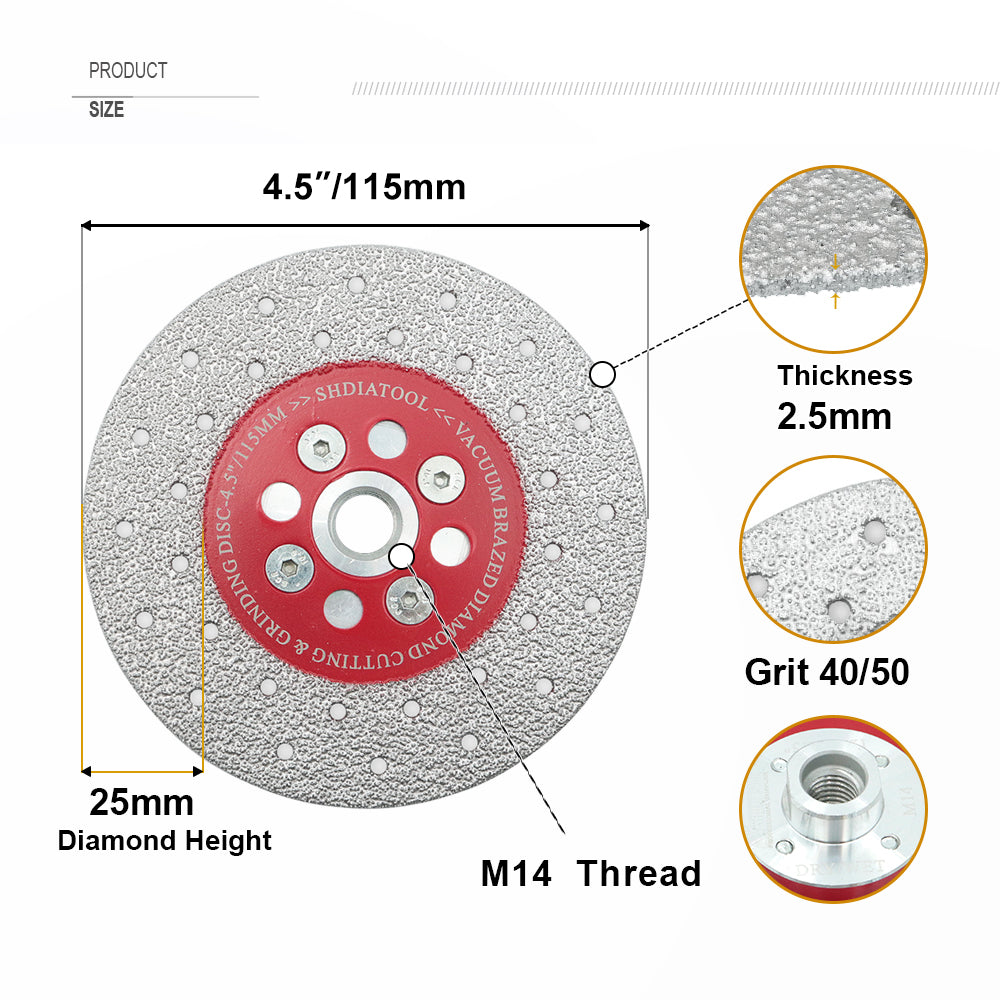 4.5" SHDIATOOL Diamond Cup Wheel for Cutting Grinding M14 Flange Saw Blades