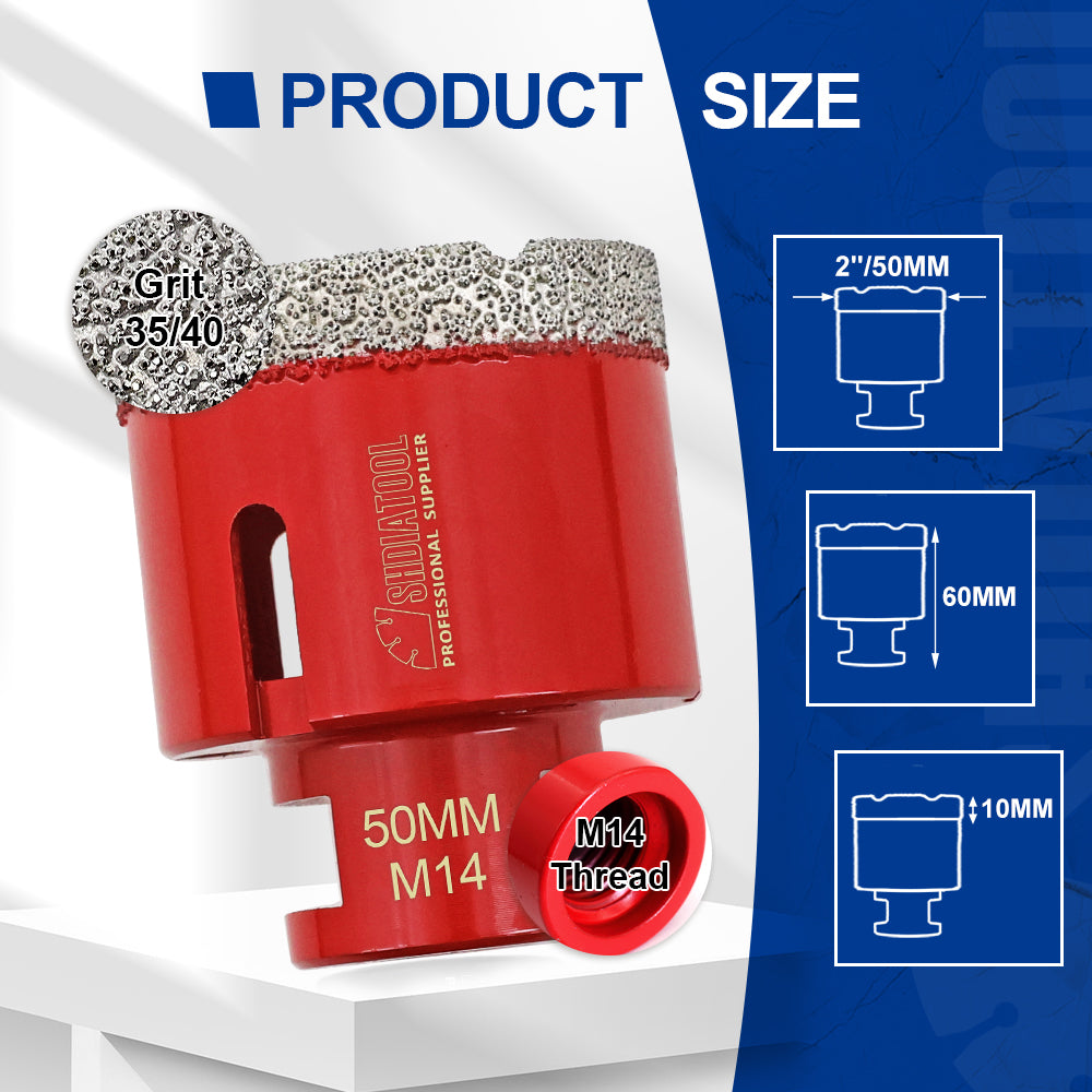 SHDIATOOL Diamond Core Drill Bit with M14 Thread for Porcelain Marble Hole Saw