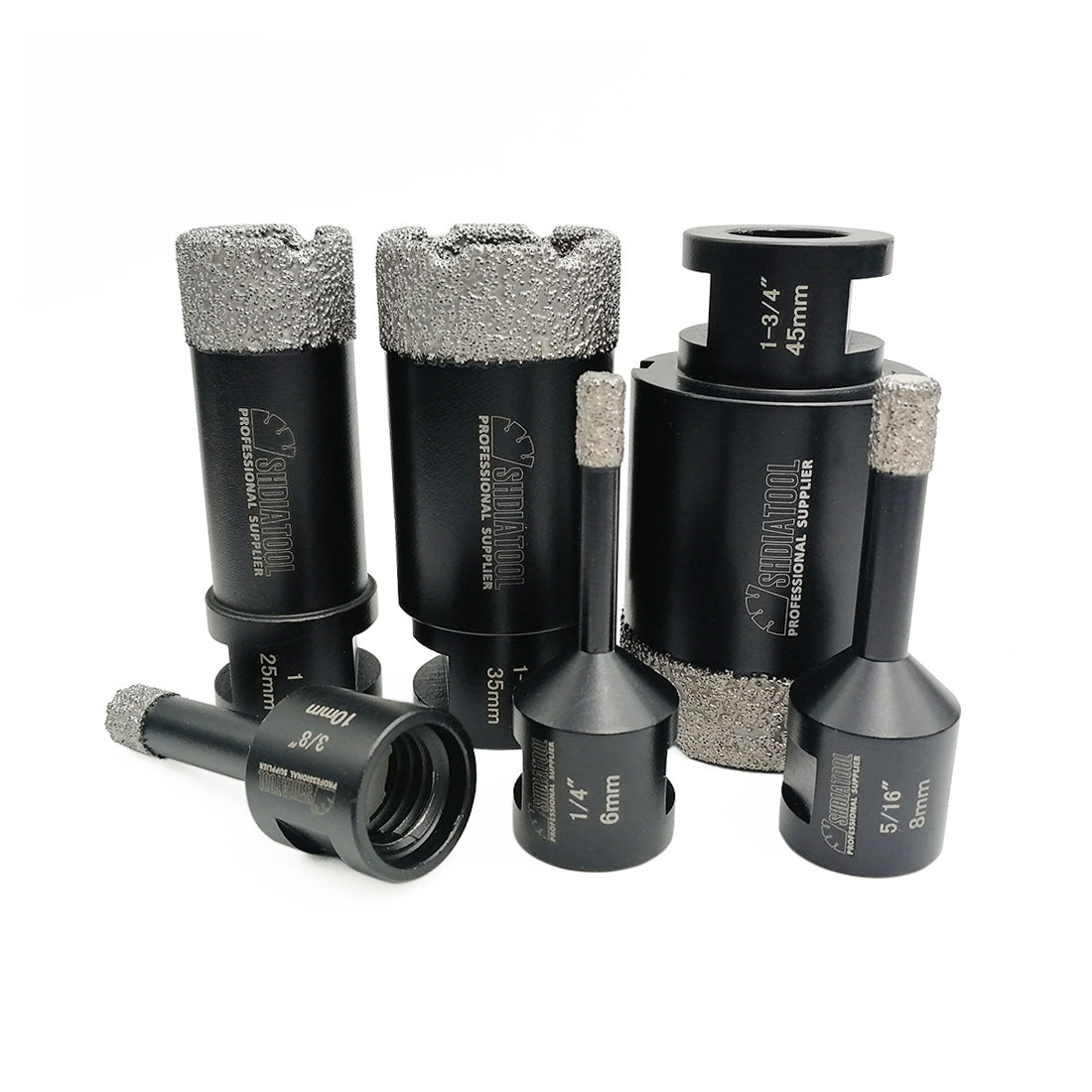 SHDIATOOL Diamond Core Drill Bits Set(6pcs) for Porcelain Tile Granite Marble 5/8-11 - SHDIATOOL