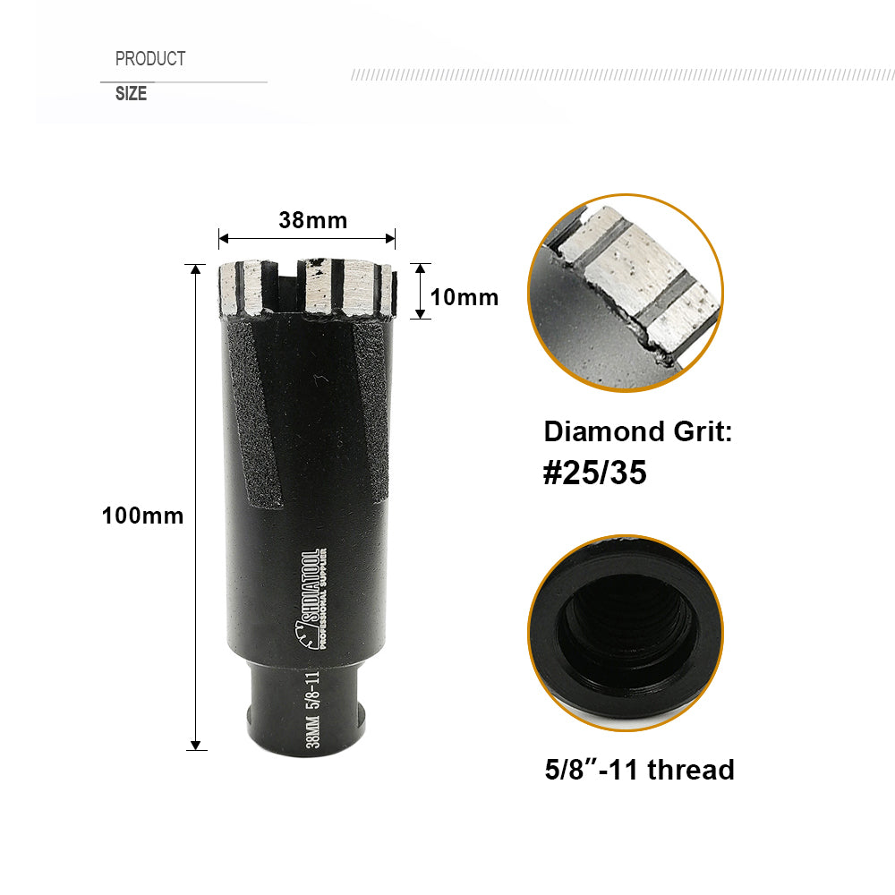 SHDIATOOL 35/38mm Diamond Drill Core Bit Laser Welded for Hard Stone Concrete Granite US Warehouse