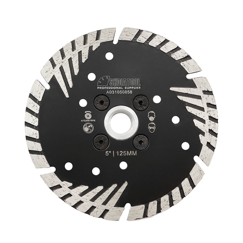 Turbo Saw Blade With Slant Protection Teeth 5pcs 4/4.5/5" Concrete Granite 5/8-11 or M14 Flange