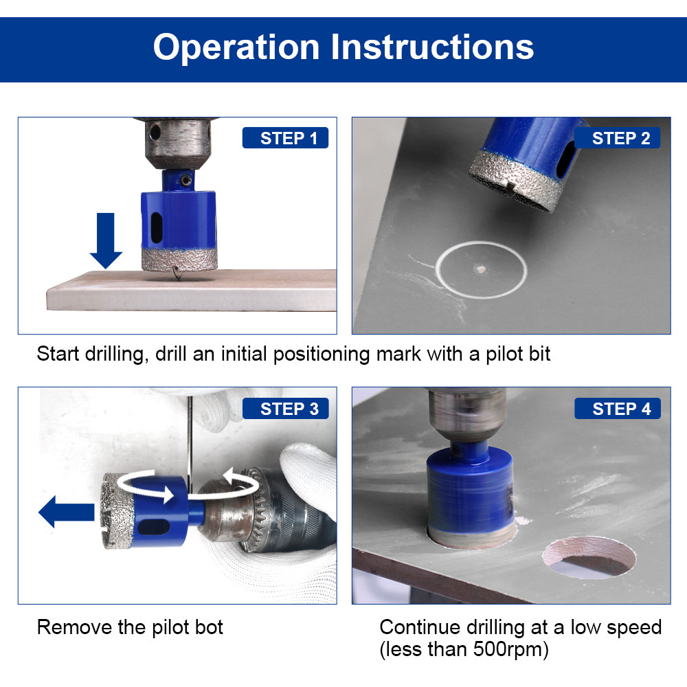 SHDIATOOL 15pcs 6-100MM Diamond Core Drill Bit Hole Saw Kit with Removable Pilot Bits for Porcelain Ceramic Tile 50mm Beveling Chamfer Bit 20mm Finger Bits 6/8mm Carbide Drill Bits