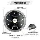Mesh Turbo Saw Blade 5pcs 4.5" Cutting for Granite Ceramic SHDIATOOL