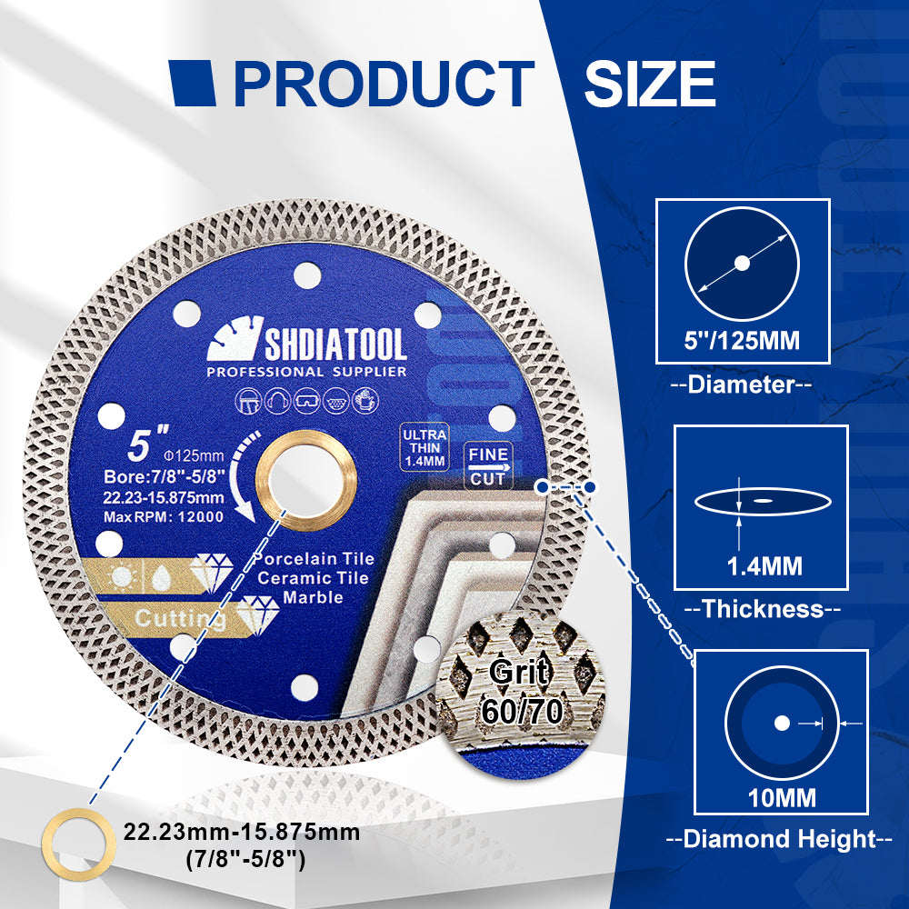SHDIATOOL Mesh Turbo Saw Blade 1pc 4.5/5inchs Procelain Ceramic Granite US Warehouse