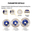 SHDIATOOL Saw Blade 5pcs 4/4.5/5 Inchs Cutting Grinding Ceramic Granite Marble
