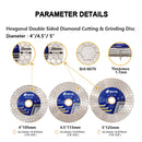SHDIATOOL Saw Blade 5pcs 4/4.5/5 Inchs Cutting Grinding Ceramic Granite Marble
